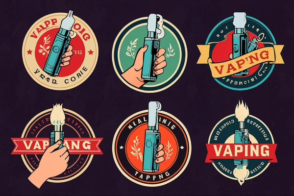 Logo vape modern yang beragam untuk bisnis liquid vape